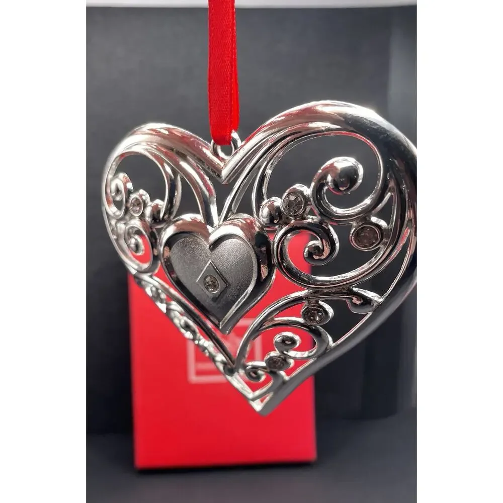 Lenox Sparkle & Scroll Large‎ Heart Shaped Ornament Clear Crystals. New in Box